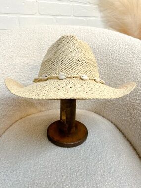 NWT Cowrie Shell Braided Cowboy Hat